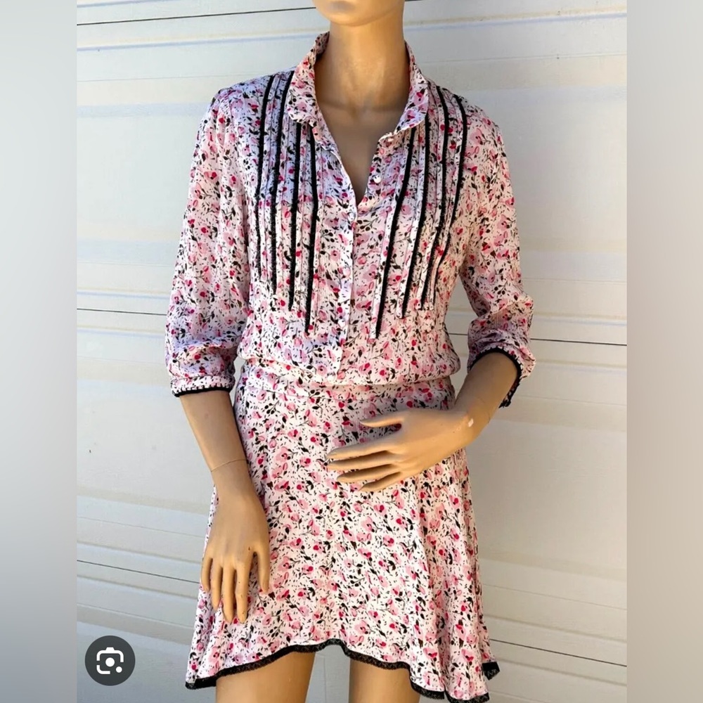 Zadig and Voltaire pink and white dress